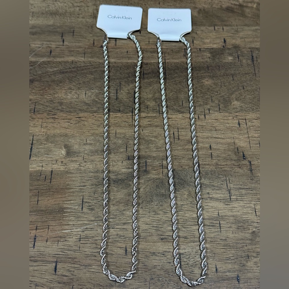 CK9. CALVIN KLEIN 14K Gold-Plated Twisted Rope Necklace 24” Chain NEW